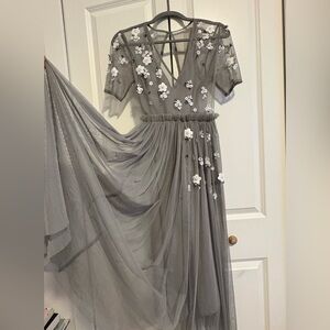 ASOS Gray Dress with White Floral Details